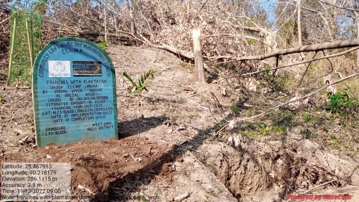 C:\Users\user\Desktop\Picture data base\Upper Dopgre\Colouring of Water conservation Dam with trenches at Chidare Bokma and Te.gatchu Bisik as on 9th Nov 2022 Upper Dopgre\Bolsal bisik trenches with plantation.jpg